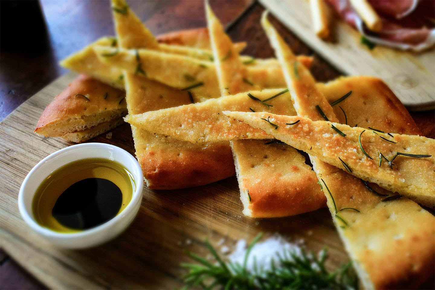 Garlic Foccacia with Olive Oil Palazzo Garlic Focaccia served with Olive Oil