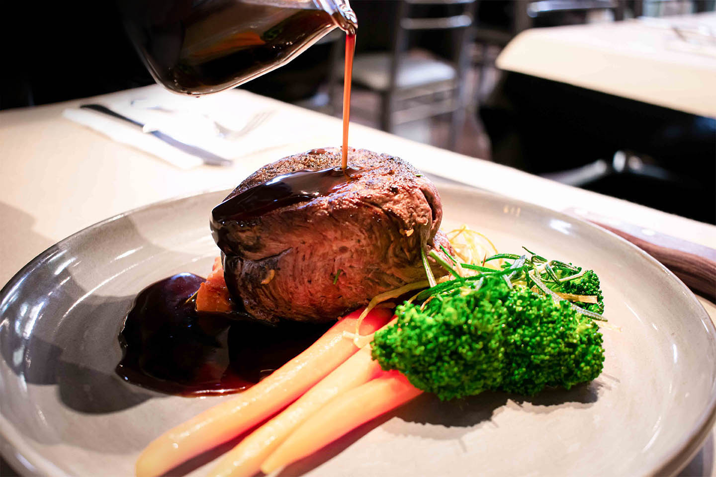 Premium Steak with Vegetables Palazzo Premium Steak served with Vegetables and Gravy
